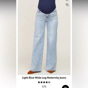 Pinkblush Light Blue Wide Leg Maternity Jeans